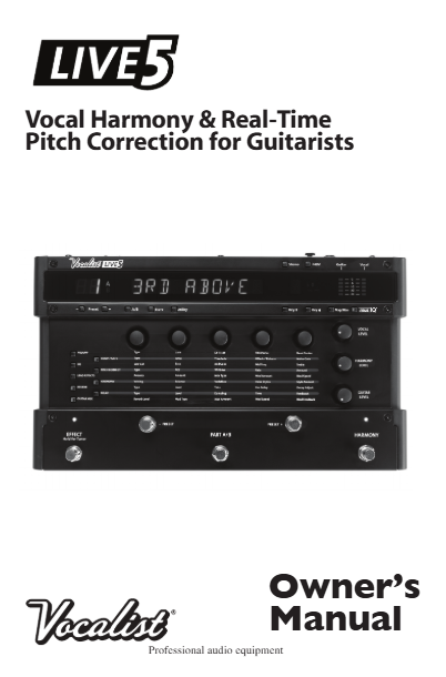 Vocalist Live 5 owners manual